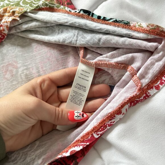 Chico's Floral Womens Size 3 XL Blouse Stretch Short Sleeve Pink Soft - Picture 5 of 6